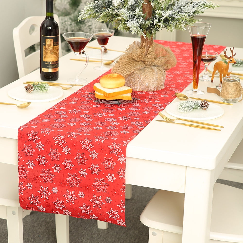 N/A Snowflake1 Table Runner Decor Kitchen Dining Table Decorations for Home Party Indoor Outdoor 14 X 36 Inch