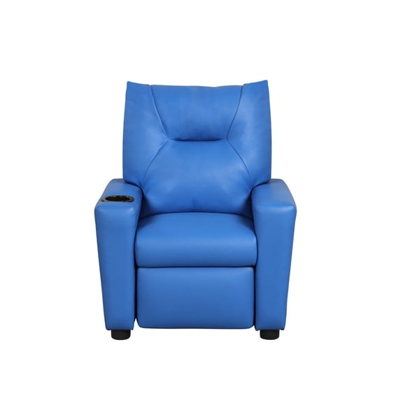 Miekor Furniture PVC Fabric Kids Recliner Chair with Cupholder, Blue No3826