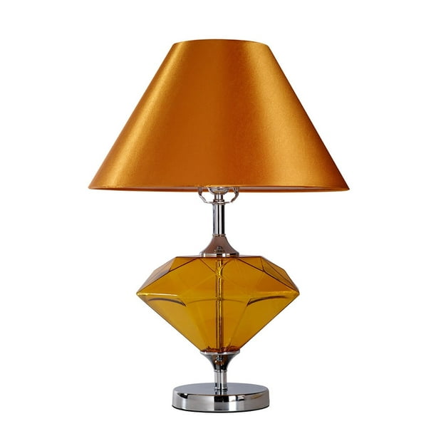 Colored Glass Gem Shaped Table Lamp, Glass Gem Table Lamp Antique Brass