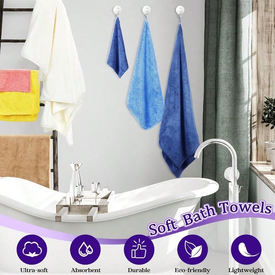 24 Pcs Bathroom Towel Set Bath Towels Bulk Include Hand Towels Washcloths Bath Towels Set Microfiber Coral Velvet Absorbent Towels For Bath Fitness Bathroom Sports Yoga Travel Multicolor