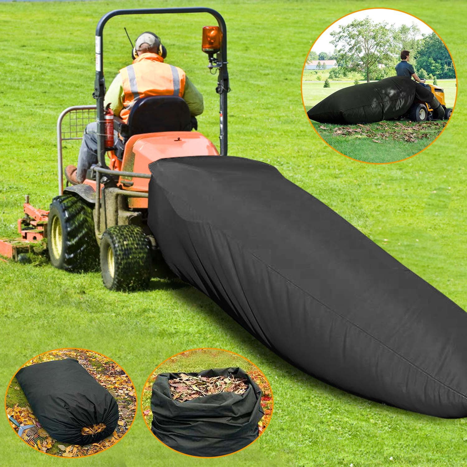54 Cubic Foot Lawn Tractor Leaf Bag, Large Capacity Leaf Collection Bag for Ride-On Mowers, Wear-Resistant Oxford Fabric, Waterproof, Drawstring Design, with Carry Bag
