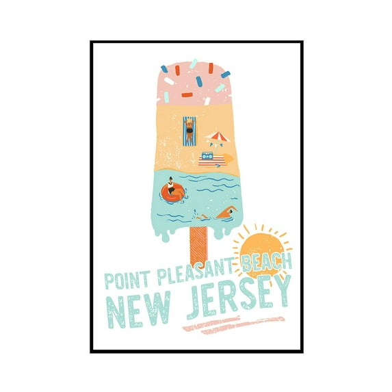 Point Pleasant Beach, New Jersey - Summer Popsicle Scene - Lantern Press Artwork (12x18 Framed Gallery Wrapped Stretched Canvas)