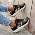 thumbnail image 2 of Dsscvnef Espadrilles pour Femmes à Imprimé Léopard Semelle Épaisse Lacets Chaussures de Course Décontractées Bas Confortables Légères Mode, 2 of 8