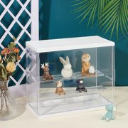 Acrylic Display Case 3-Tier White Action Figure Display Box 10.8x5.3x9inch Rectangle Dustproof Showcase DIY for Display Assembly Display Case with Stickers DIY for Model Colloction