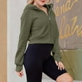 thumbnail image 5 of Women's Fashion Casual Hooded Zip Padded Long Sleeve Solid Colour Sweatshirt for Fall and Winter, Fleece Lined, Winter Clothes for Women,Army Green,L, 5 of 6
