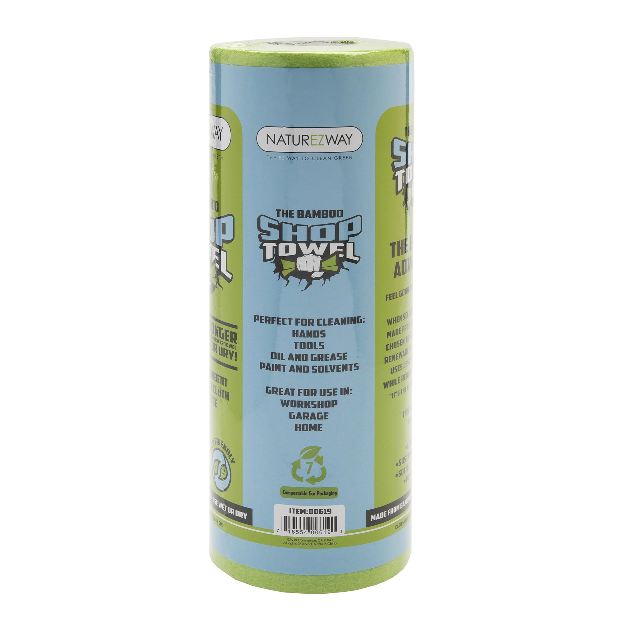 Naturezway Bamboo Shop Towel Rolls | 1 Roll (70/35 Towels per Roll) | 12 Roll Case Pack | Ultra-Durable & Eco-Friendly
