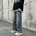 thumbnail image 6 of QHFBli Mens Straight Taper Jean Loose Straight Casual Wide Leg Mop Long Pants, 6 of 9