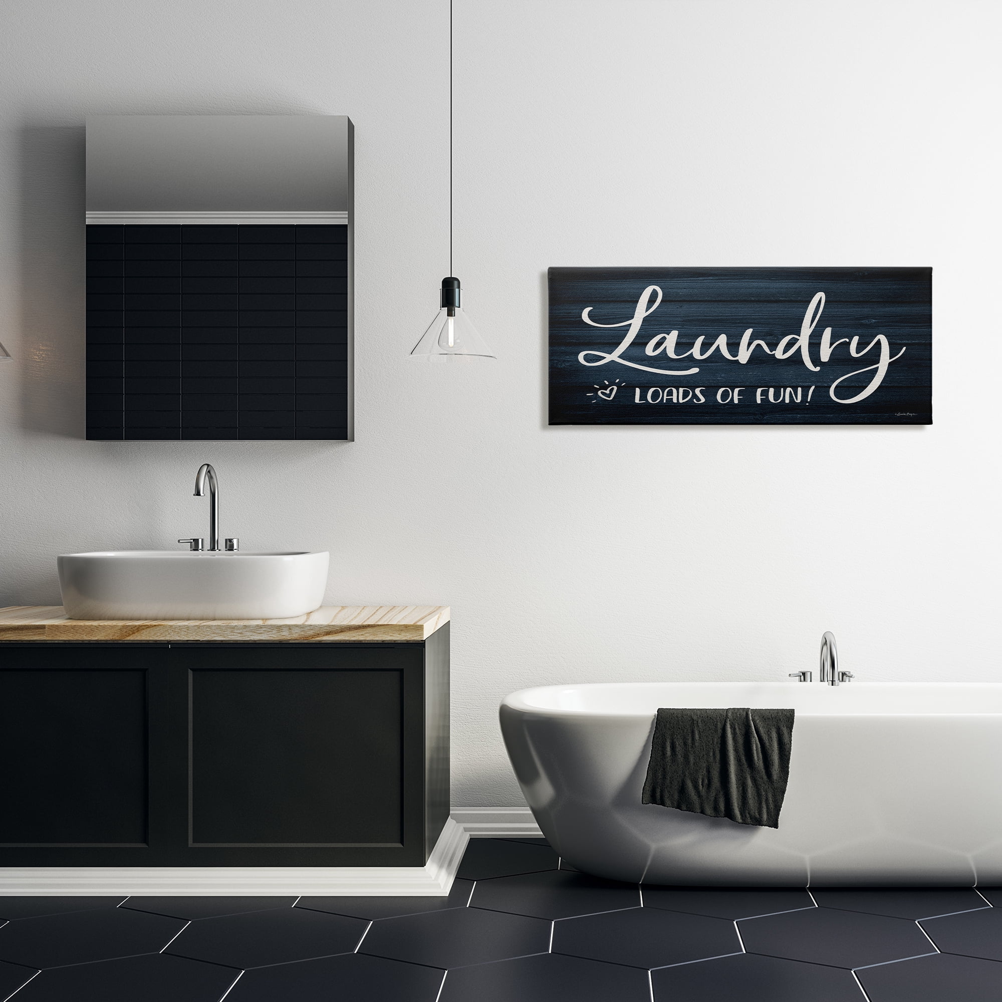 Stupell Industries Loads of Fun Laundry Typography Painting Gallery Wrapped Canvas Art Print Wall Art, 40 x 17