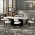 thumbnail image 4 of Morden Fort 71" Dining Table Set for 4, White Marble Top Dining Table with 6 Armless White Boucle Chairs for Kitchen, Dining Room, Restaurant, Conference Room, 4 of 9