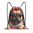 thumbnail image 1 of Gaeub French Bulldog In Sunglasses Drawstring Backpack Bag Sport Gym Sackpack Heavy Duty String Backpack for Men Women-Small, 1 of 6