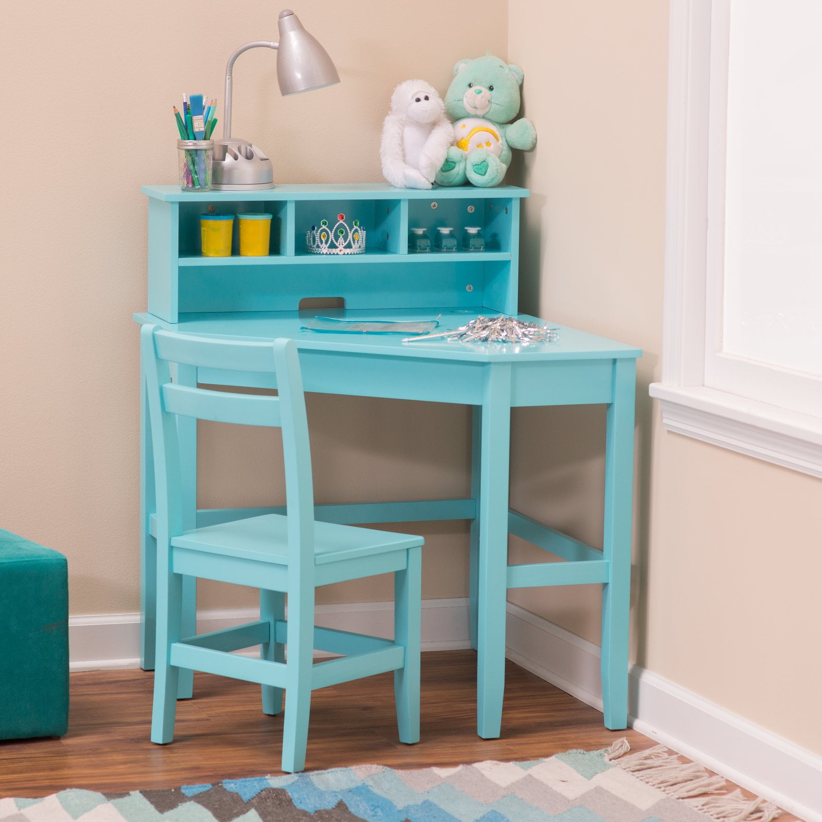Classic Playtime Juvenile Corner Desk And Reversible Hutch With Classic Playtime Juvenile Corner Desk And Reversible Hutch With Chair Teal Com