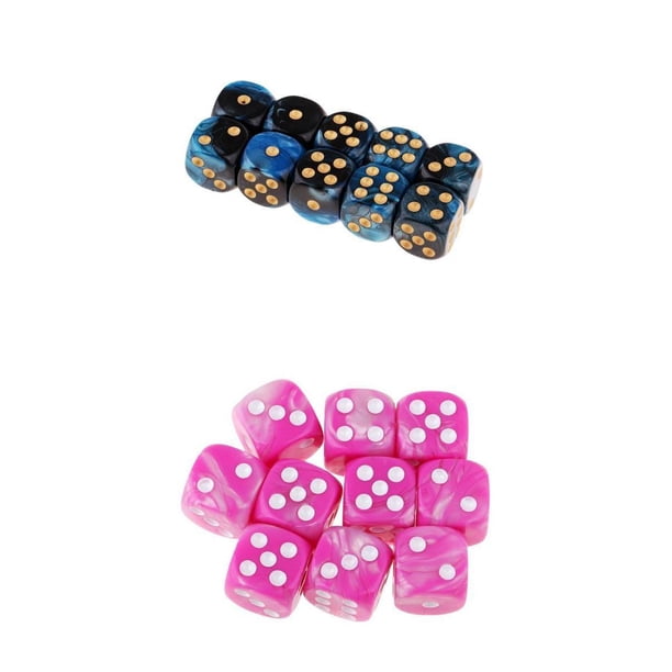 20 dados D6 de 16 mm y 6 caras para DND, RPG, TRPG, juegos de rol, juguetes y accesorios Rosa blanca