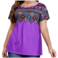 thumbnail image 1 of Birdeem Blouses pour Femmes Grande Taille d'Été Décontractée Imprimée Col Rond Manches Courtes, 1 of 1