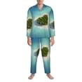 thumbnail image 3 of Salouo Paradise Island Print Button-Front Long Sleeve Pajama Set for Men, Soft 2Pjs Men's Long Sleeve Sleepwear-Small, 3 of 7
