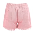 thumbnail image 6 of MIXUE Shorts For Women Summer Solid Color Denim Elastic Waist Drawstring With Pockets Tassel Casual Jeans Shorts Beachwear,Black,XL, 6 of 6