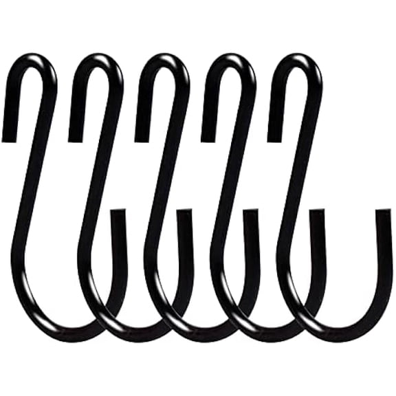 S Hooks for Hanging Clothes, Plants, S Hooks Heavy Duty, Black S Shaped Hooks, Small Metal Hook, 30 Pack - Heavy Duty Wall Hangers Without Nails Self-Adhesive Traceless Removable and Wa