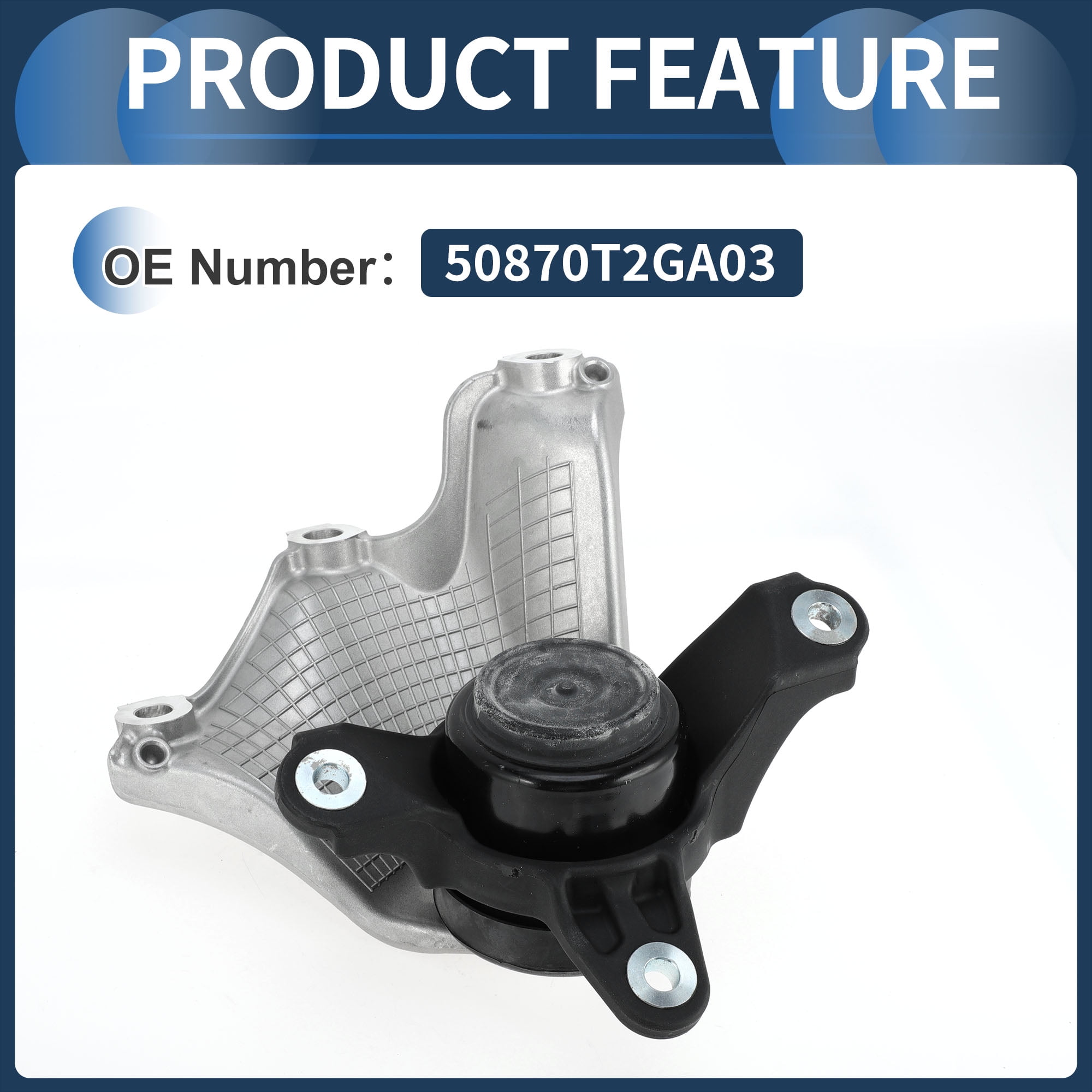Engine Motor Mount, Transmission Motor Mount No.50870T2GA03 for Honda Accord 9th Generation (CR_)2014-2018 3.0L 6A/MT Rear-Wheel Drive Silver Tone