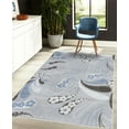 thumbnail image 4 of Abstract Decorative Rug, Contemporary Leaves and Blossoms Daisy Spring Season Geometric Style Art, Quality Carpet for Bedroom Dorm and Living Room, 6 Sizes, Blue Grey, by Ambesonne, 4 of 4