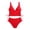 Red, variant on Women's High Waisted Conservative Bikini Swimsuit Made of Soft Stretchy Nylon for Slimming Coverage and Comfort, Includes Chest Pads