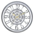 thumbnail image 1 of Reloj de pared retro de 28 cm (11") sin tictac, decorativo, de cuarzo, funciona con pilas, redondo, para interiores Plata, 1 of 8
