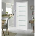 thumbnail image 5 of Slab Barn Door Panel Frosted Glass 36 x 80 inches | Quadro 4445 White Silk | Sturdy Finished Doors | Pocket Closet Sliding, 5 of 6