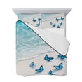 thumbnail image 7 of Blue Butterfly Coastal King Size Down Alternative Comforter, Lightweight Comforter Quilt Bedding Set with Pillow Shams Summer Beach Ocean Nautical All Seasons Bed Comforter Duvet Insert 96"x106", 7 of 7