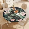 thumbnail image 5 of Snake Floral Jungle Print Round Table Cover Kitchen Printed Waterproof Tablecloth Elastic Edged Tablecloth Fits Party Wedding Indoor Outdoor Tables, 5 of 8
