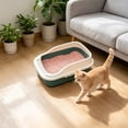 thumbnail image 4 of Plastic Cat Litter Box,12.2x8.3x6.3 Inch Open Top High-Sides Litter Pan Including Scoop,Large Odor-Free Low Entrance for Senior & All Cats,Green, 4 of 7