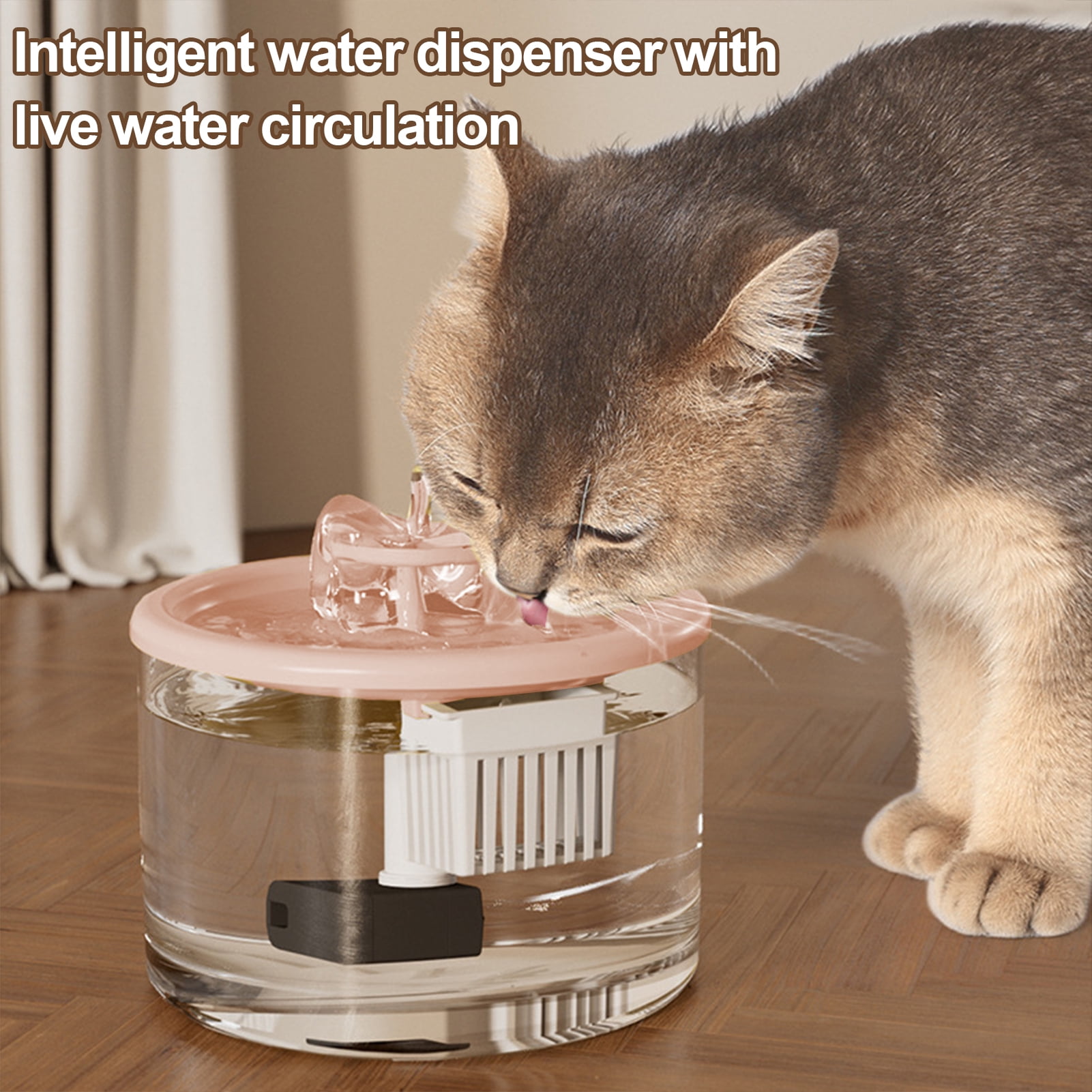 YIFAEUX 1.5L Cat Water Fountain Automatic Pet Drinking Fountain Quiet Pet Water Dispenser with Transparent Tank for Indoor Cats Dogs