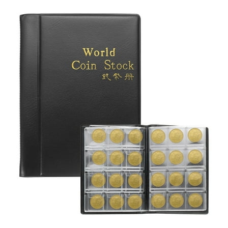 120 Pocket Coin Flips Holder Album, 2"x2" Lining Coin Cardboard Storage Book Coin Flips Album for Collectors (Black)