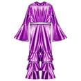 thumbnail image 4 of iiniim Kids Girls Long Flare Sleeve Retro Disco Jumpsuits Movie Star Singer Rave Party Bodysuits Purple 12, 4 of 7