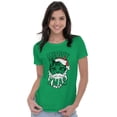 thumbnail image 3 of Cute Meowy Xmas Funny Santa Cat Pun Womens Slim Fit Graphic Tee Brisco Brands S, 3 of 5