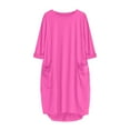 thumbnail image 4 of Sakmal Plus Size Womens Dresses Spring Shift Pink Midi Dress Long Sleeve Dresses with Pockets, 4 of 5