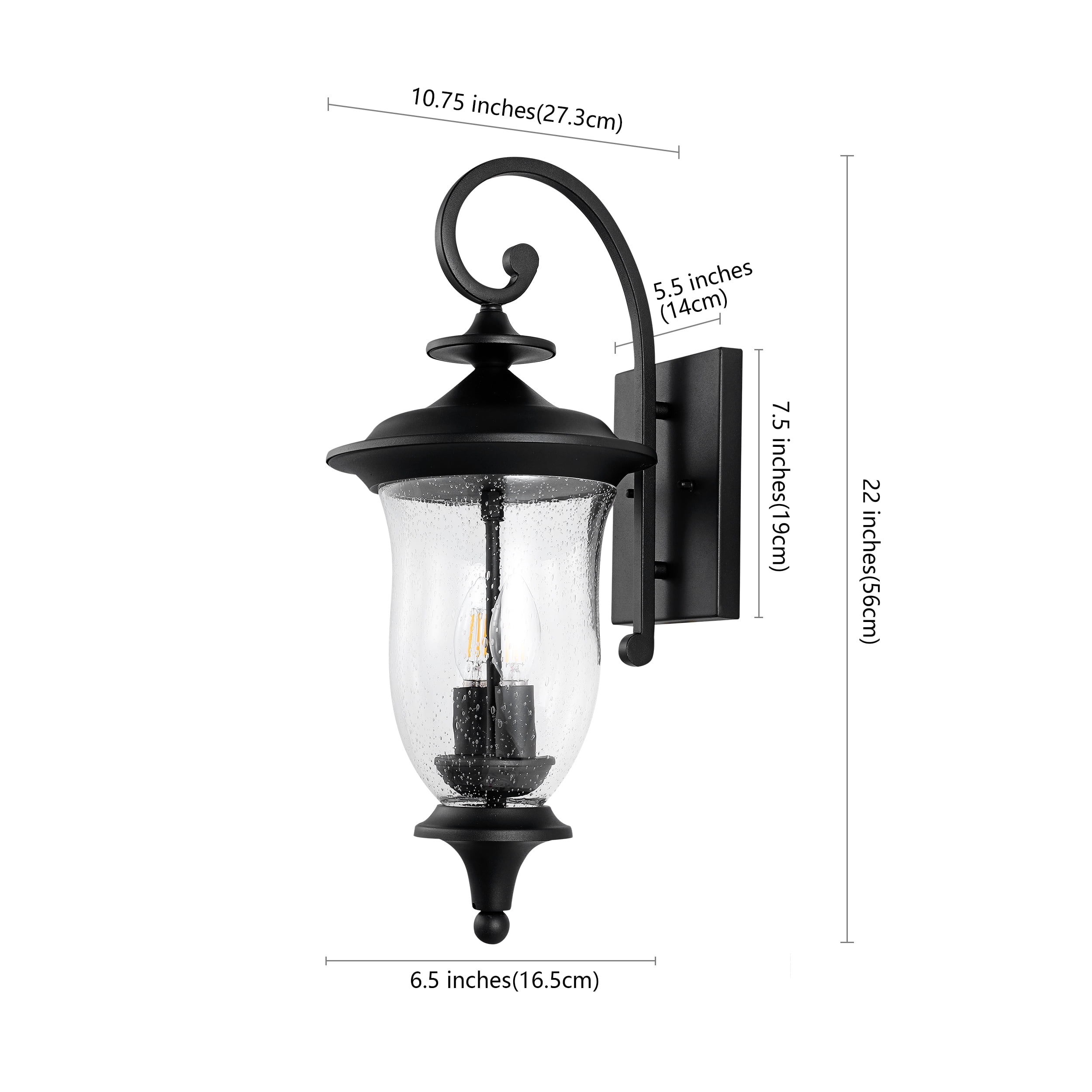 SAFAVIEH Dowell 2-Light LED Black Metal Wall Sconce with Clear Shade, Set of 2