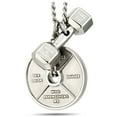 thumbnail image 3 of Shields of Strength Men's Stainless Steel Weight Plate and Dumbbell Combo Pendant Necklace Inscribed with Bible Verse for Weightlifters - Christian Gifts by Shields of Strength, 3 of 4