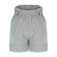 thumbnail image 5 of DDAPJ pyju Beach Shorts for Women Drawstring Elastic Waist Comfy Lounge Short Breathable Linen Summer Shorts with Pockets Gray L, 5 of 7