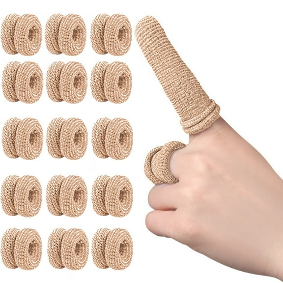 Trianu 15Pcs Finger Bandages for Finger Tips, Reusable Finger Cots Finger Protectors for Wounds, Breathable Elastic Finger Gloves Thumb Covers for Garden, Kitchen, Sculpture (Skin Color)