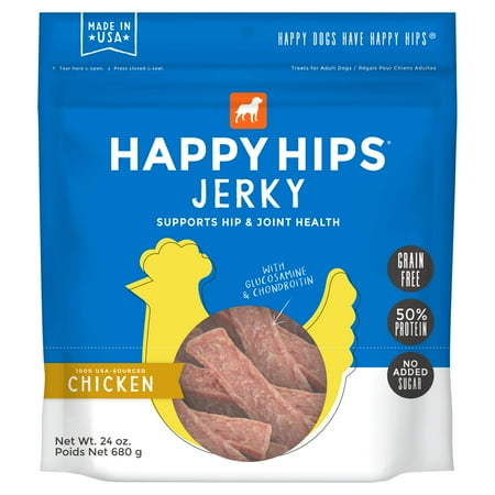 UPC: 0693804292537 | Happy Hips Healthy Grain-Free Jerky Meat Dog Treats – Chicken – – 24 oz.