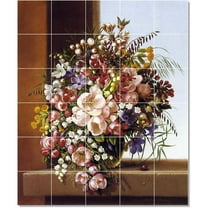 Ceramic Tile Mural-Adelheid Dietrich Flowers Tile Mural House Remodel Ideas 12.75" w x 17" h using (12) 4.25 x 4.25 ceramic tiles