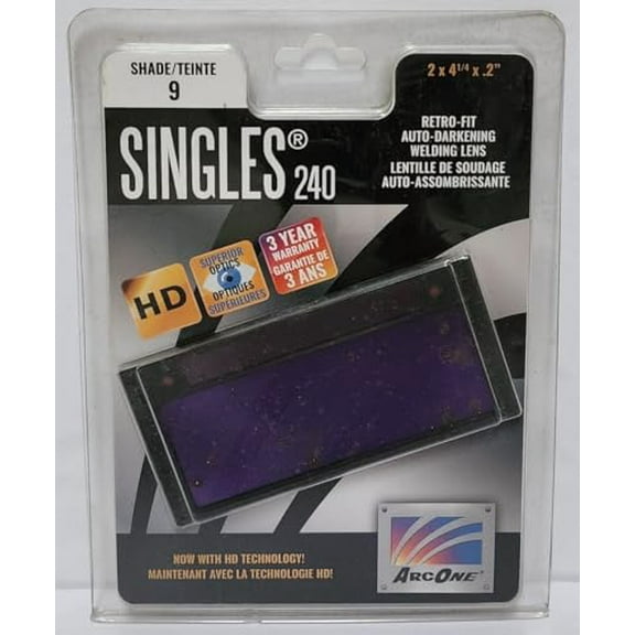 ArcOne S240-9 Horizontal Single Auto-Darkening Filter for Welding, 2 x 4", Shade 9