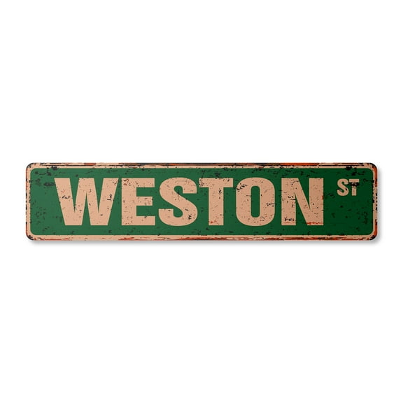 WESTON Vintage Plastic Street Sign Childrens Name Room Sign | Indoor/Outdoor | 36" Wide