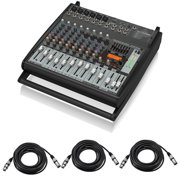 Behringer Europower PMP500 500W 12-Channel Powered Mixer with KLARK TEKNIK Multi-FX Proces sor, Compressors, FBQ Feedback Detection System with 3x 25' XLR M to XLR F Cable