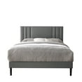 thumbnail image 4 of Aukfa King Size Platform Bed with Upholstered Adjustable Headboard, Faux Leather Bed Frame with Wood Slats Support, No Box Spring Needed, Gray, 4 of 8