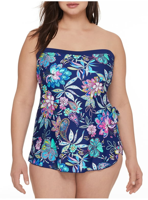Maxine Of Hollywood Shirred Girl Leg One Piece Swimsuit In Prairie Dreams Multi 110720428