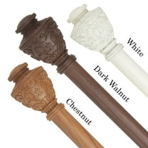 1" Dia Faux Wood Curtain Rod 28-48 inch with Rian Finials - Dark Walnut