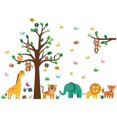 thumbnail image 1 of Forest animal tree children wall stickers ape elephant giraffe, kids decor., 1 of 5