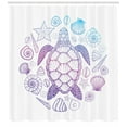 thumbnail image 3 of Ambesonne Turtle Shower Curtain, Colorful Marine Animals, 69"Wx84"L, Aqua Pink and Violet, 3 of 3