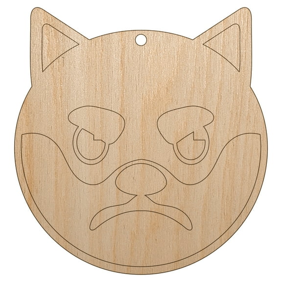 Husky Dog Face Mad Wood Holiday Christmas Tree Ornament Unfinished DIY Pre-Drilled Craft