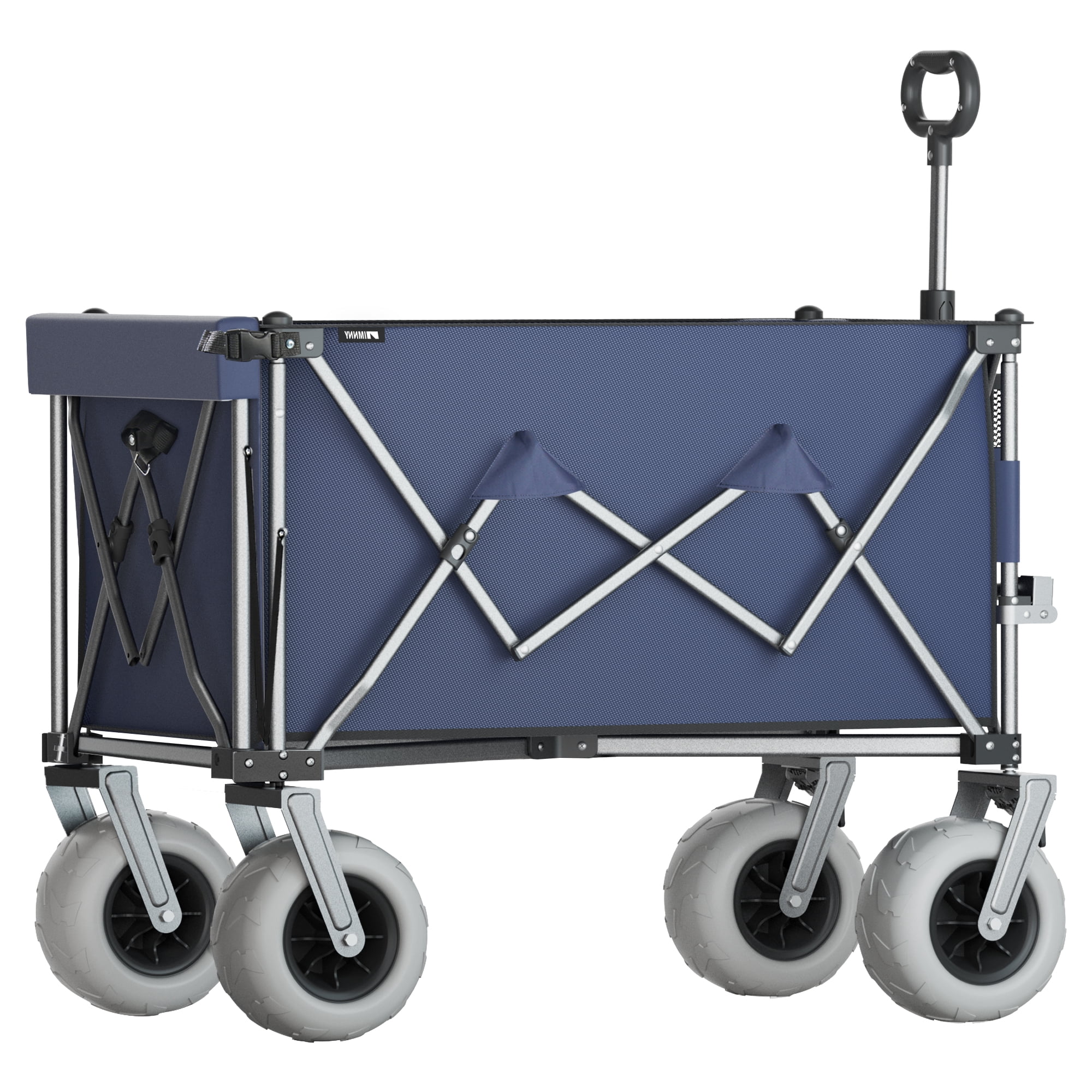 Beach Wagon with 9x4 PU Wheels 500 lbs Capacity Expandable Tailgate 300L Storage Sand Cart