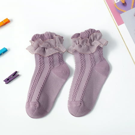 

Puloru Baby Lace Princess Socks Solid Color Anti-slip Short Tube Floor Hosiery